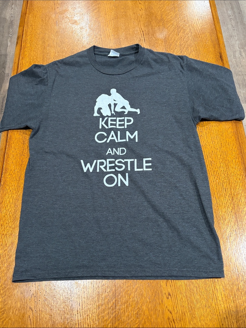 Port and Company Charcoal Keep Calm and Wrestle On Graphic Tee